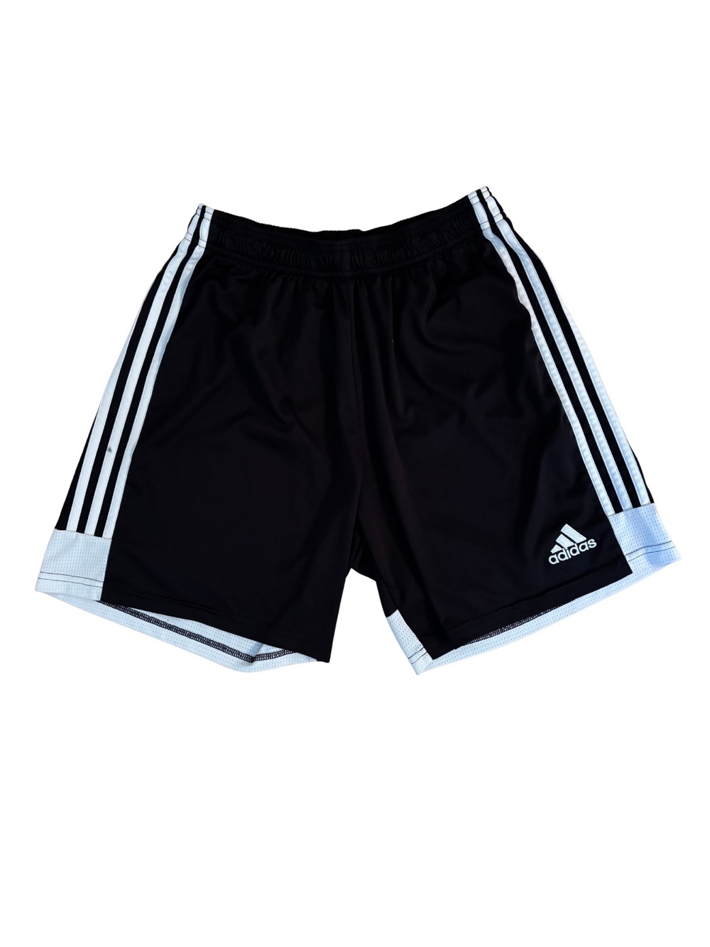 Adidas Black Athletic Shorts with White Mesh Trim